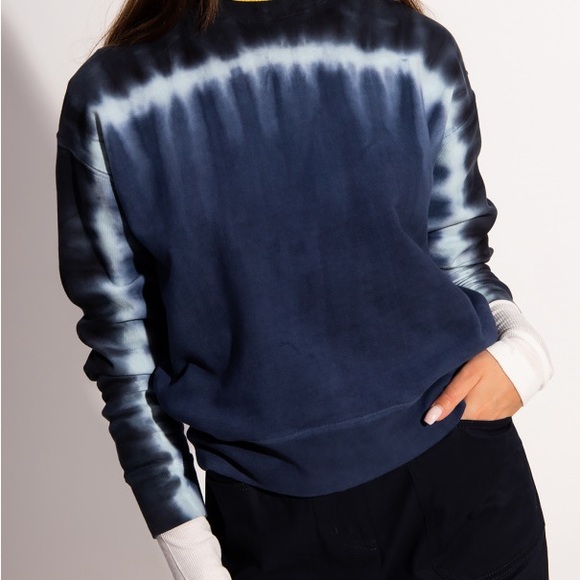Proenza Schouler Navy and White Tie-Dye Sweatshirt - Picture 1 of 12